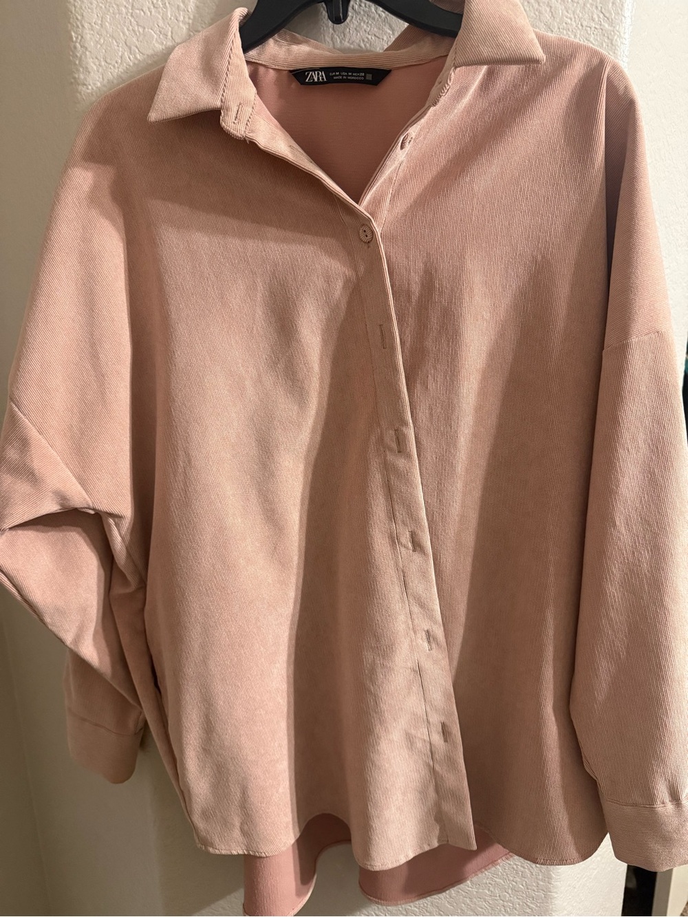 ZARA Blush Pink Oversized Button-Down Shirt